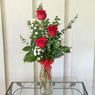 3 Roses In A Bud Vase