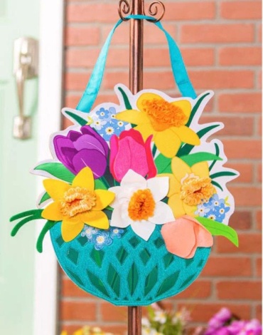 Spring Floral Basket Door Decor