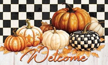 Checkered Pumpkins Floor Mat