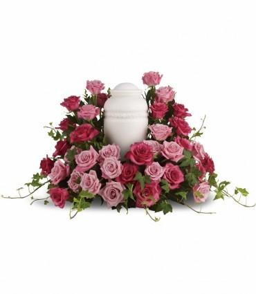 Bed of Pink Roses Urn Piece