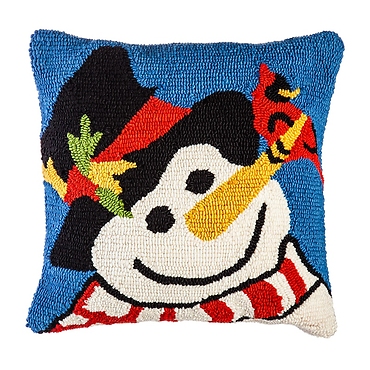 Snowman Hooked Pillow