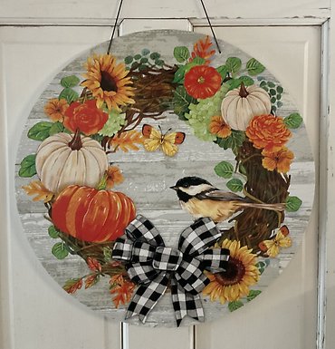 Pumpkin Wreath Door Decor