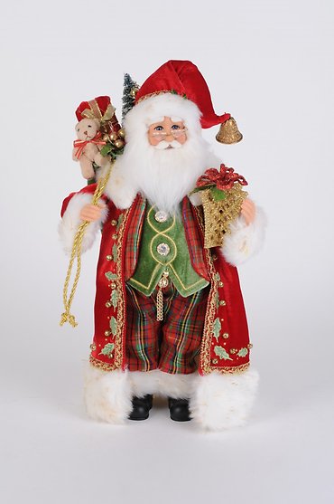 Karen Didion Lighted Traditional Tartan Santa
