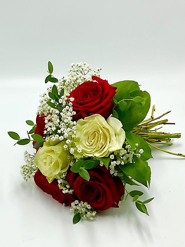 Red and White Rose Clutch Bouquet