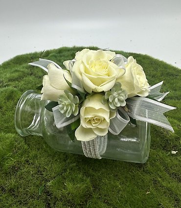 White Rose With Succulents Wrist Corsage