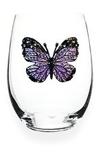 Purple Butterfly Stemless Glassware