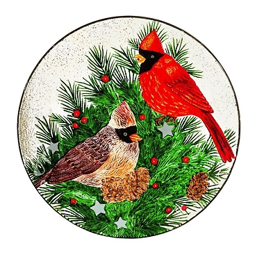 Cardinal Glass Bird Bath & Stand