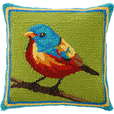 Bird On Branch Hooked Pillow