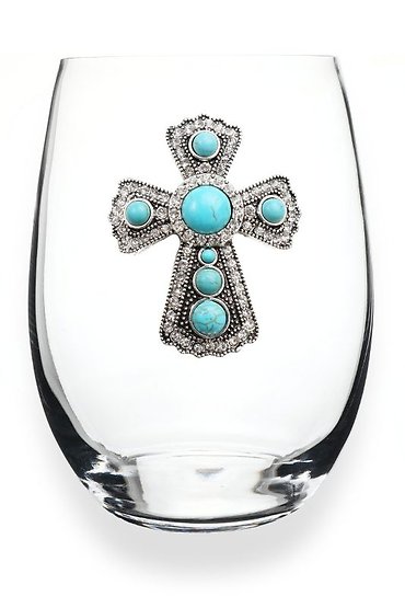 Turquoise Cross Stemless