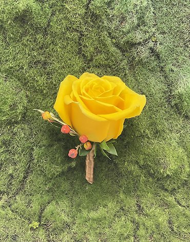 Fall Yellow Rose Boutonniere