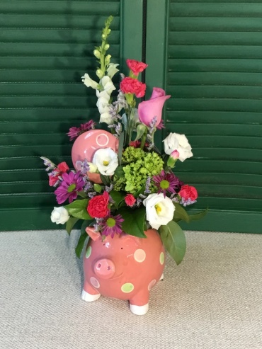 Piggy Bank Bouquet *Pink, Blue or Green Available*