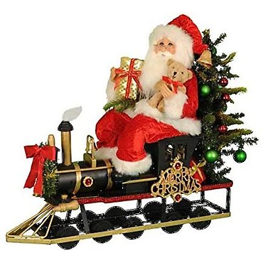 Karen Didion Lighted Merry Christmas Train Santa
