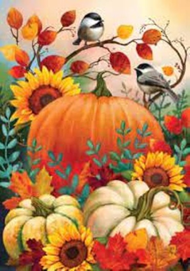 Pumpkins & Chickadees Flag