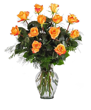 12 Long Stemmed Orange Roses