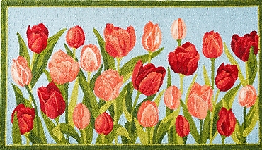 Pink Tulips Hooked Rug